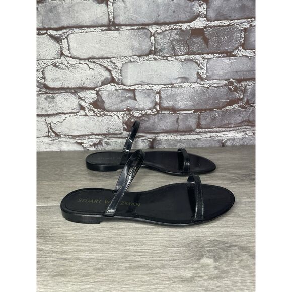 Stuart Weitzman Black Sawyer Jelly Flats Slides Sandals Women’s Sz 7M US/37.5EU - Picture 13 of 16